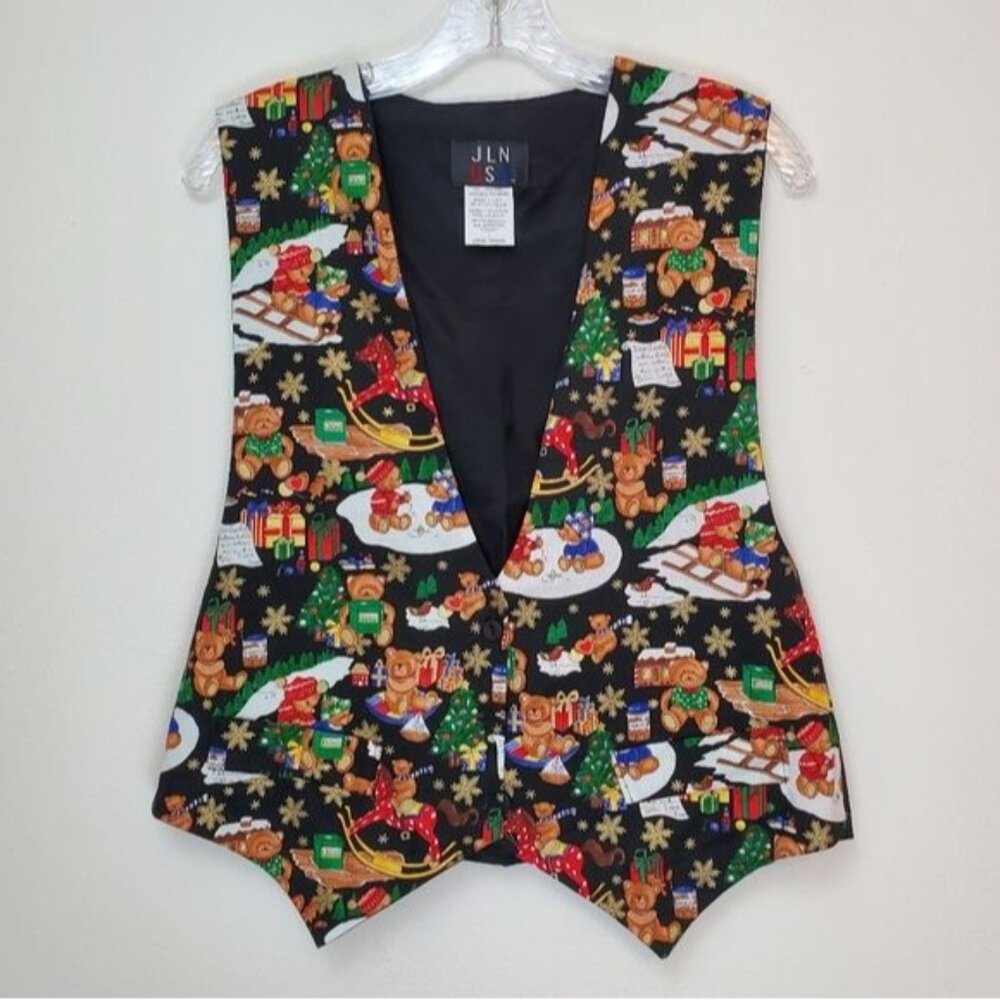 JLN USA vintage teddy bear Christmas vest